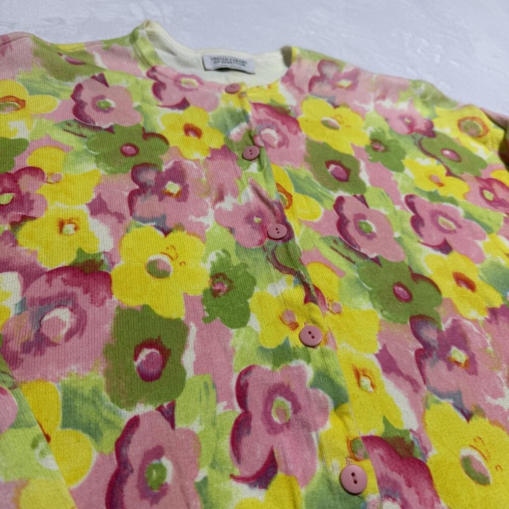 United Colors Of Benetton Cardigan Sweater Womens Small Multicolor Floral Italy - Picture 8 of 8
